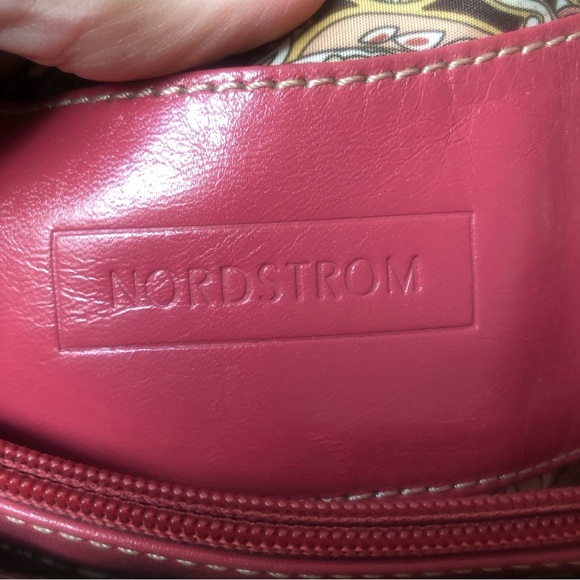 Nordstrom medium pink leather shoulder bag multi pocket paisley inside 9x14 - Picture 7 of 10